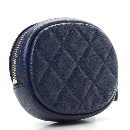 Chanel Caviar Quilted Zip Around Classic Coin Purse Navy Blue 3 of 8