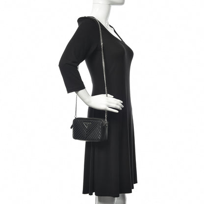 Prada Nappa Impunture Diagramme Mini Double Zip Chain Crossbody Bag Black 2 of 12