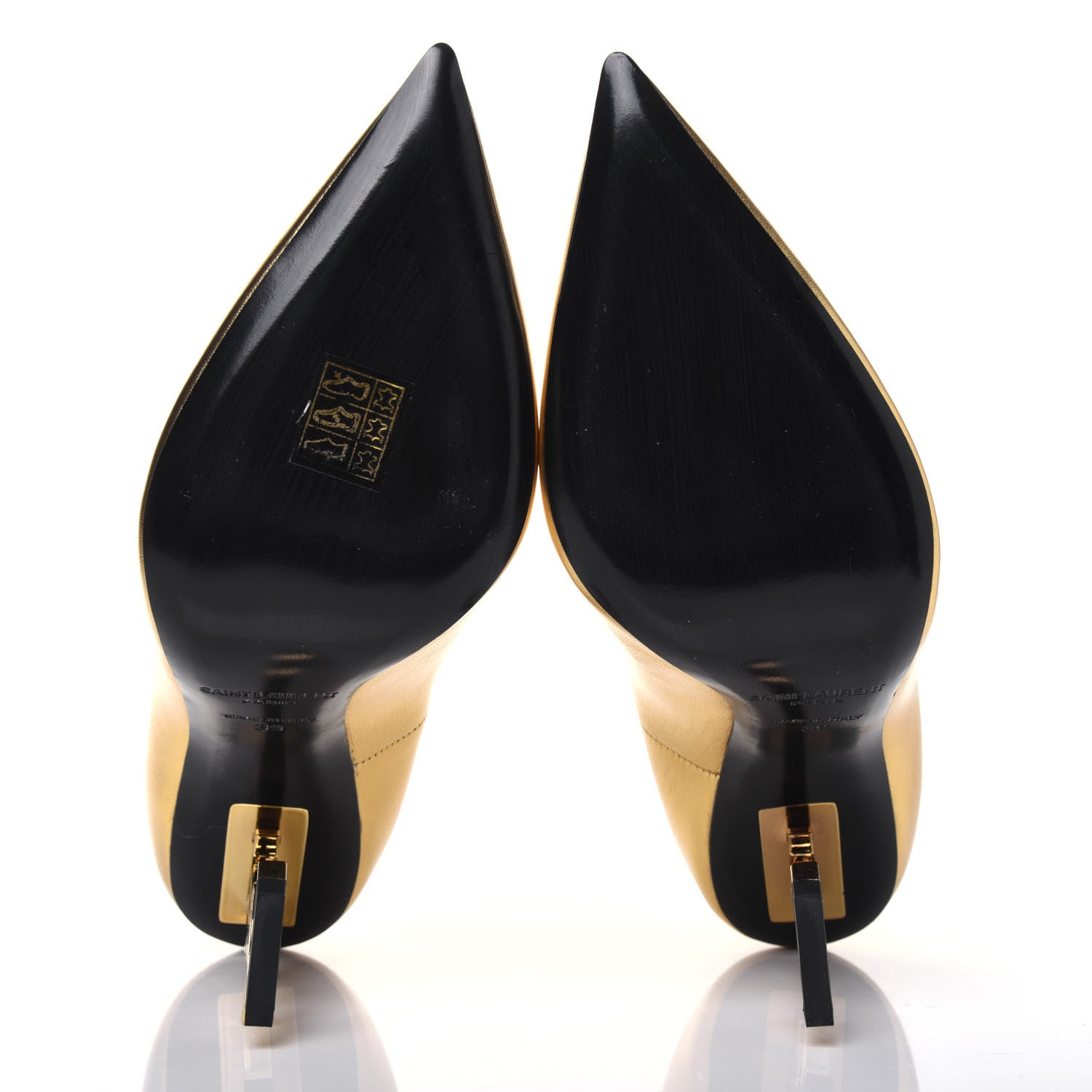 Saint Laurent Calfskin Opyum 100 Pumps 39 Gold 5 of 15