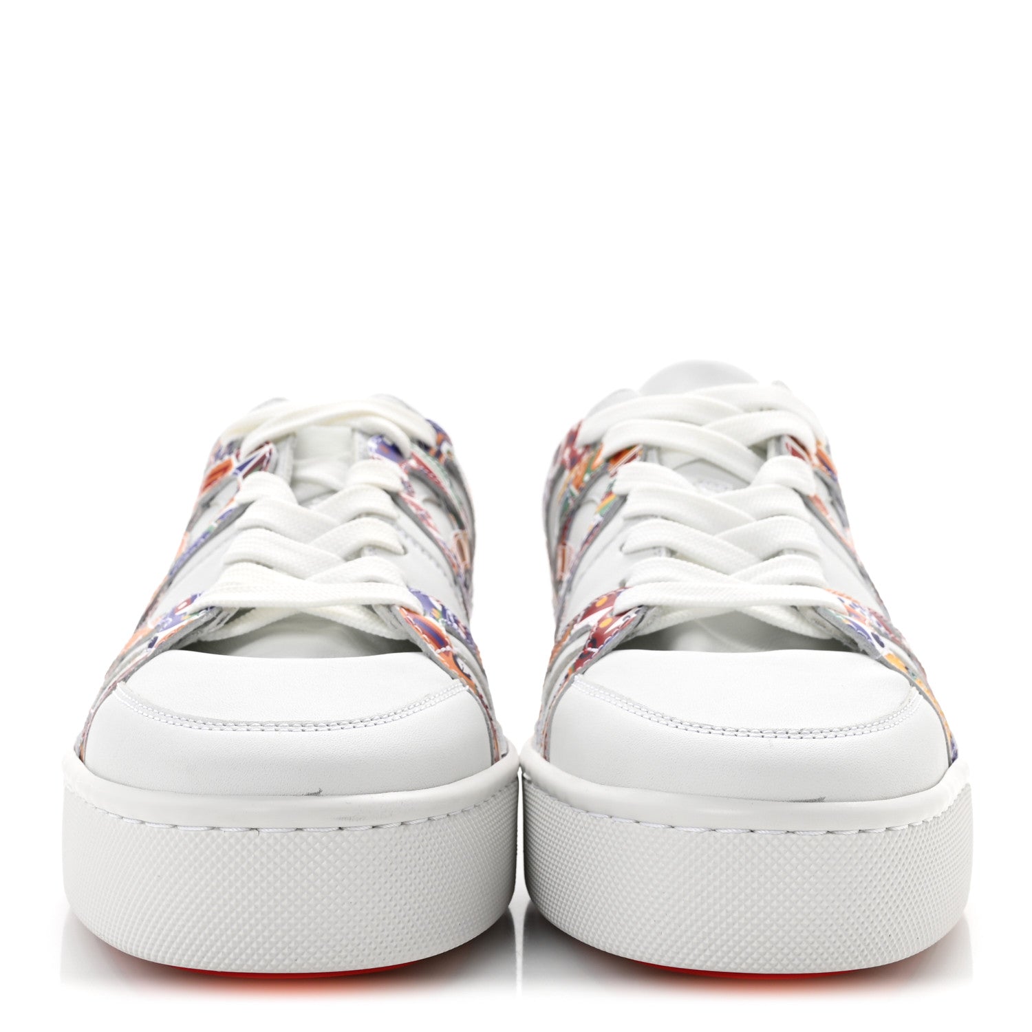 Christian Louboutin Calfskin Mens 2002SL Low Sneakers 43 White Multicolor 3 of 10