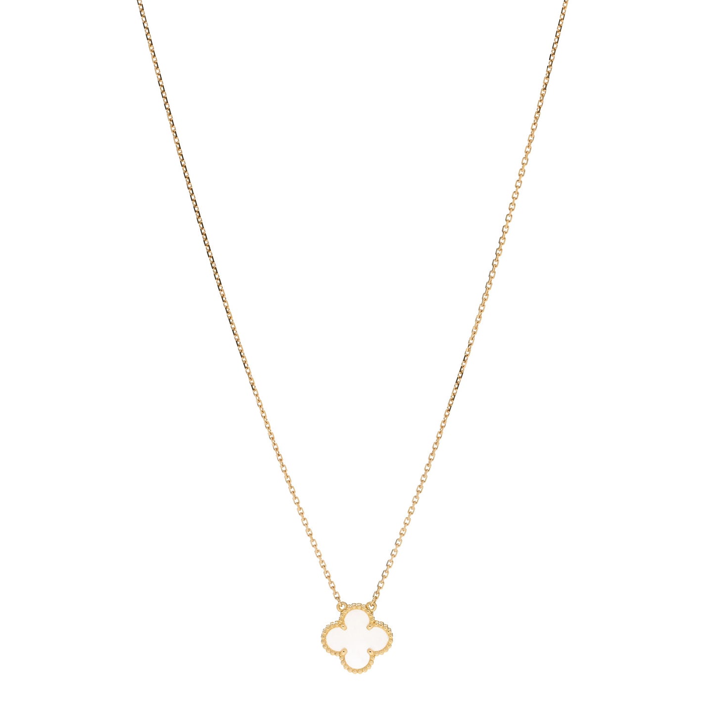 18K Yellow Gold Mother of Pearl Vintage Alhambra Pendant Necklace