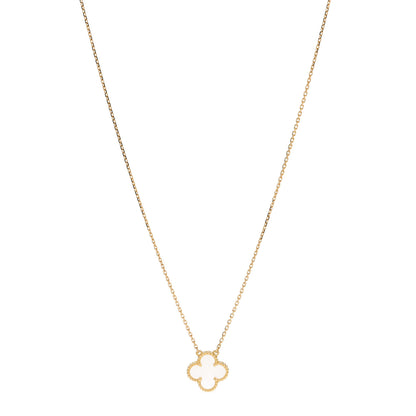 Van Cleef & Arpels 18K Yellow Gold Mother of Pearl Vintage Alhambra Pendant Necklace 1 of 8