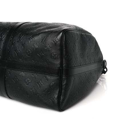 Louis Vuitton Calfskin Shadow Monogram Keepall Bandouliere 50 Black 7 of 7