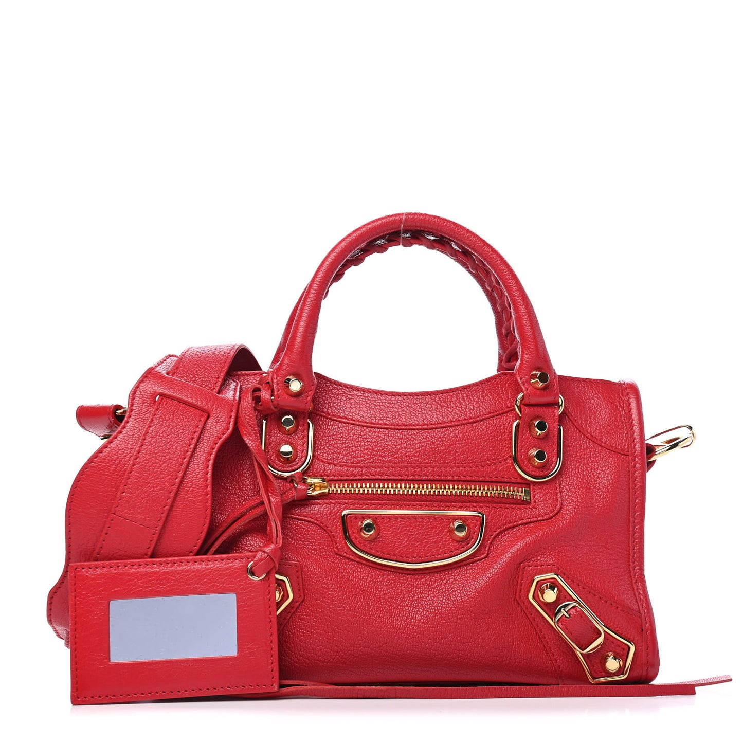 Chevre Gold Metallic Edge Hardware Mini City Rouge Grenade
