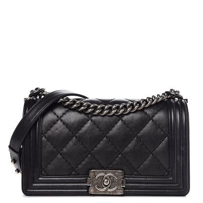 Chanel Calfskin Double Stitch Medium Boy Flap Black 1 of 15