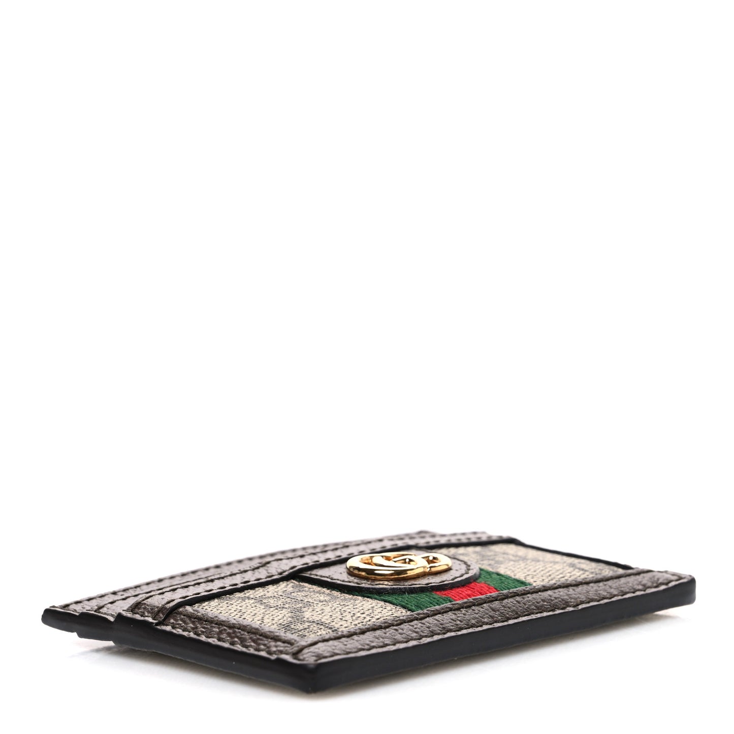 GG Supreme Monogram Textured Dollar Calfskin Ophidia Card Holder Beige Ebony New Acero