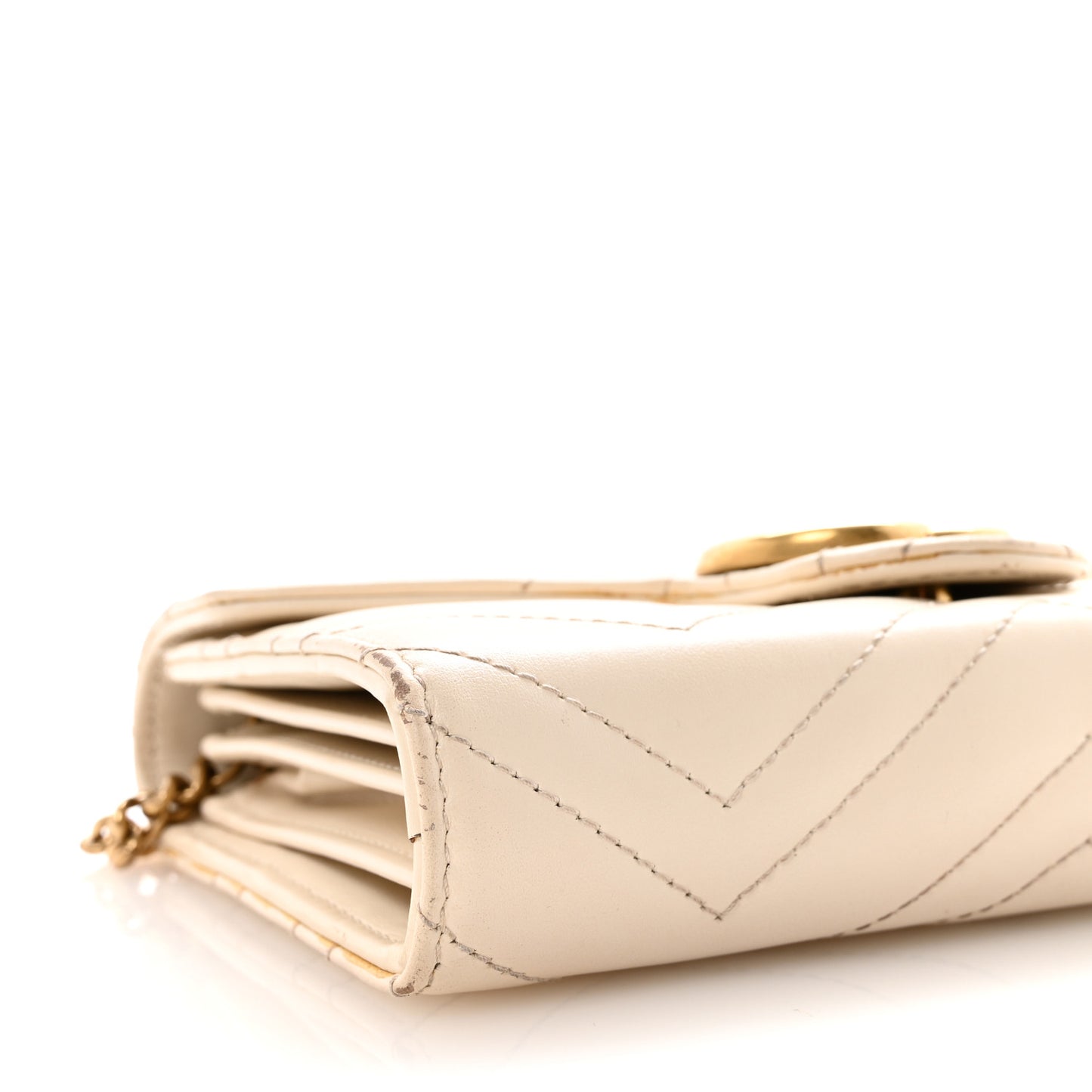 Calfskin Matelasse GG Marmont Chain Wallet Mystic White