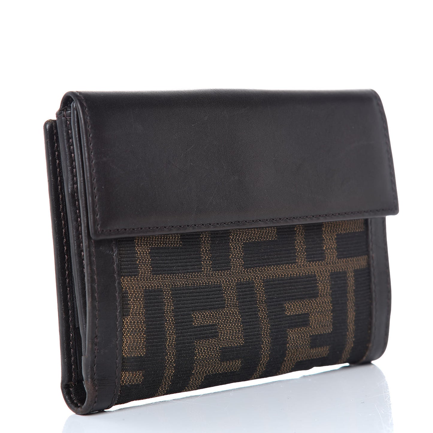 Zucca Cuoio Lucido Compact Wallet Tobacco Moro