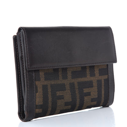 Fendi Zucca Cuoio Lucido Compact Wallet Tobacco Moro 4 of 11