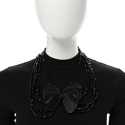Chanel Crystal Beaded CC Bow Multi Strand Necklace Black 2 of 7