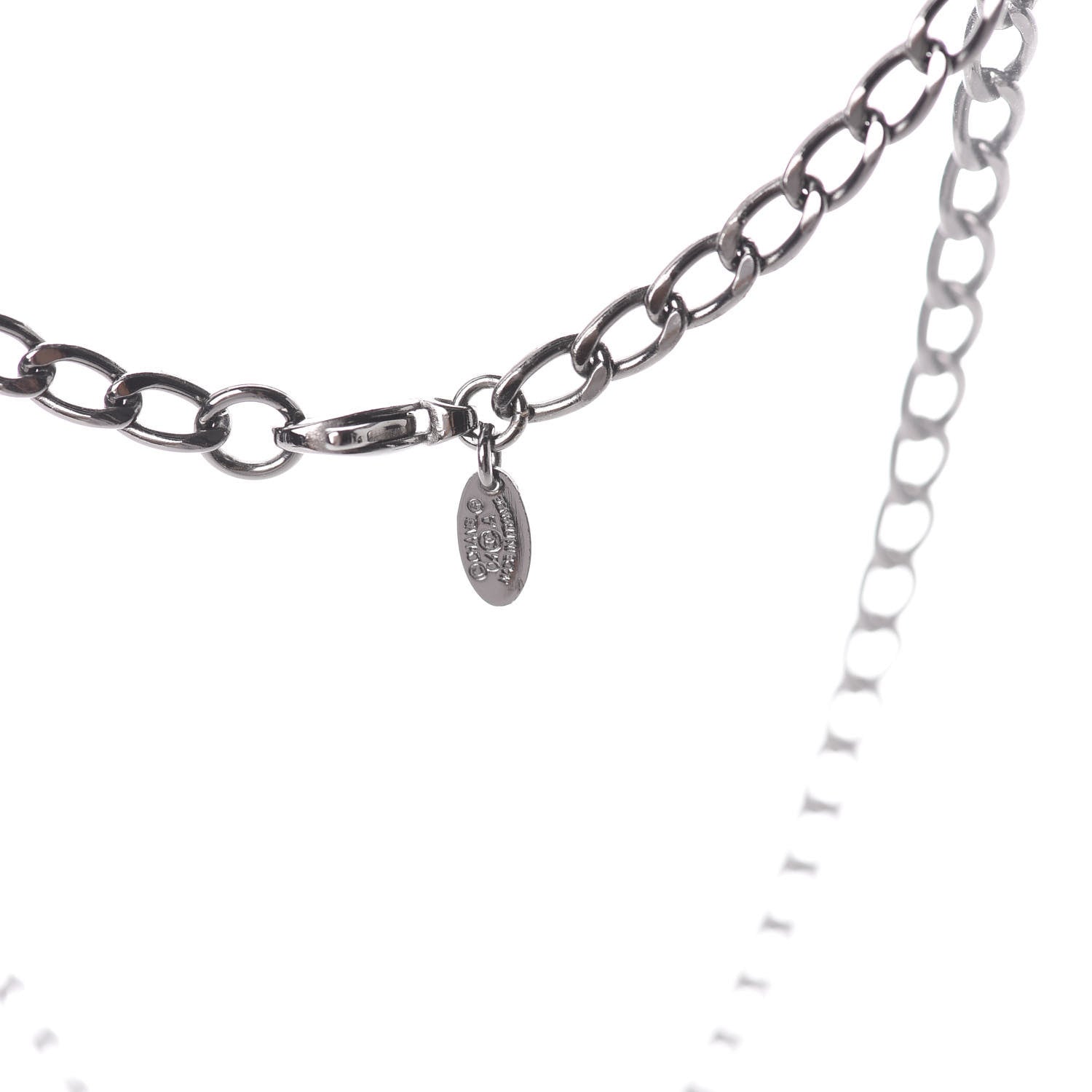 Chanel Ruthenium Enamel Coated CC Necklace Pink 2 of 3