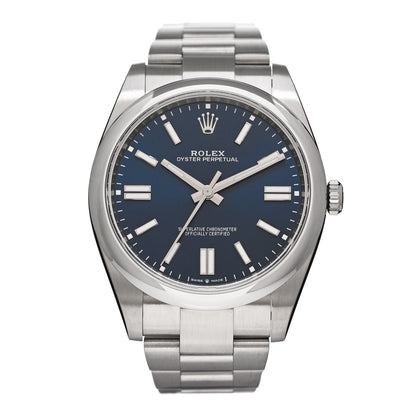 Rolex Stainless Steel 41mm Oyster Perpetual Watch Bright Blue 124300 1 of 5