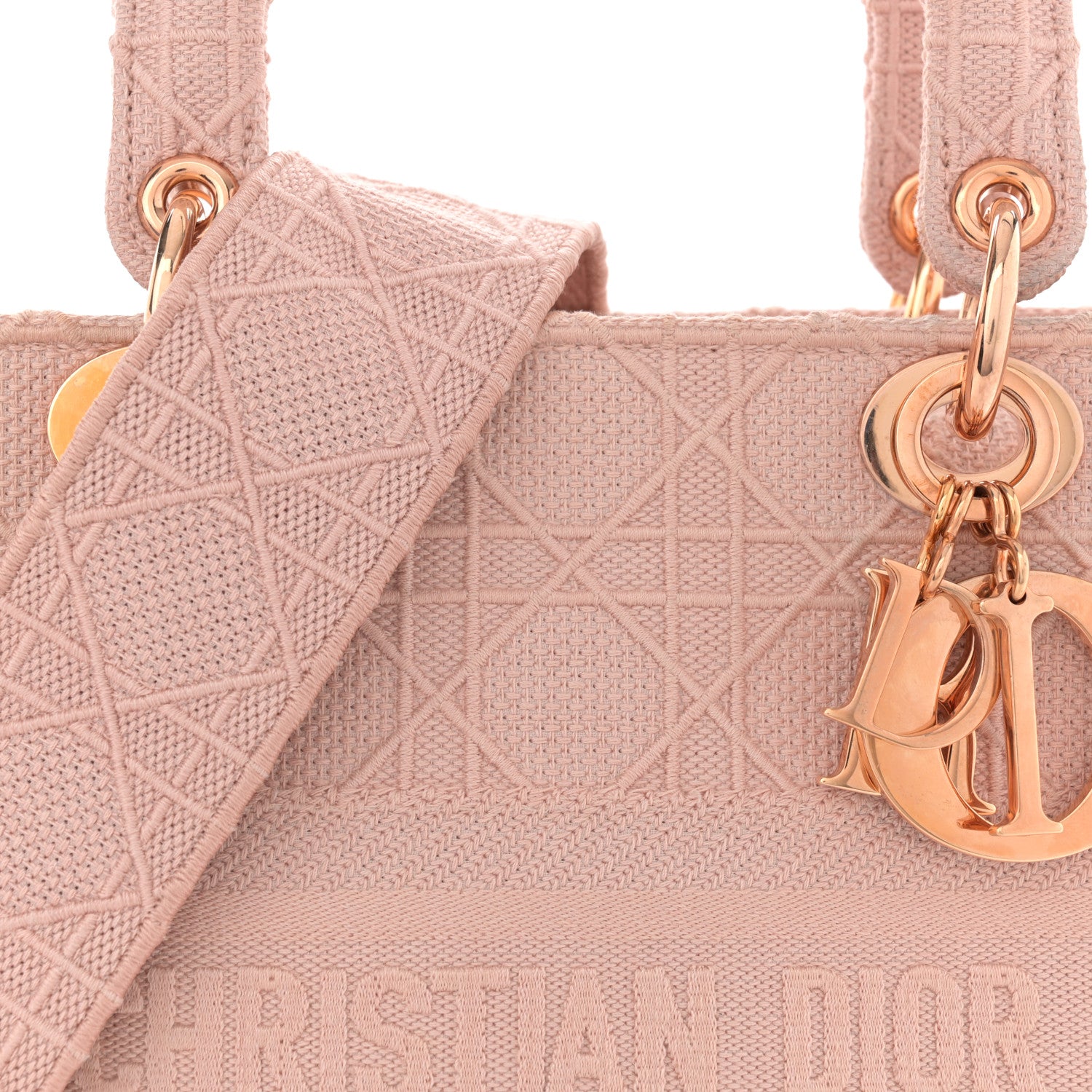 Christian Dior Canvas Embroidered Cannage Medium Lady D-Lite Bois de Rose 8 of 11