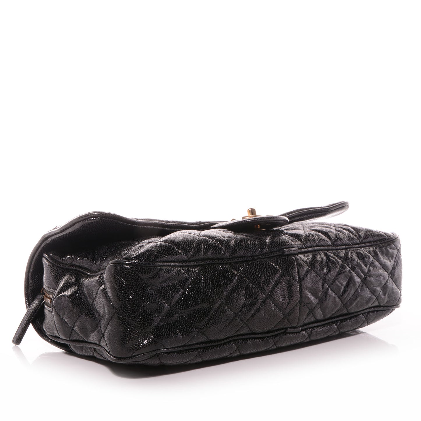 Crumpled Grained Calfskin Large Shiva Flap Black