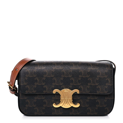 Celine Canvas Calfskin Triomphe Shoulder Bag Tan 1 of 10