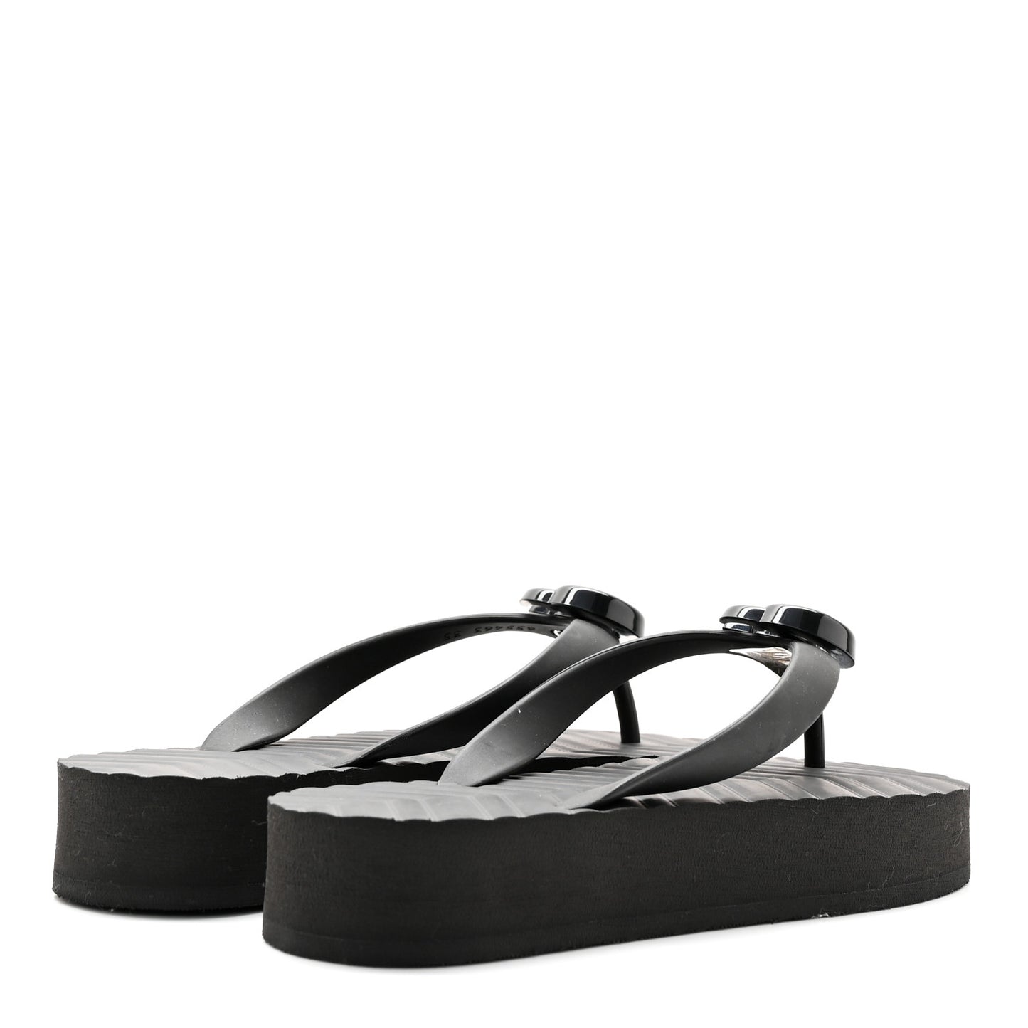 Rubber Chevron Womens GG Thong Sandals 35 Black
