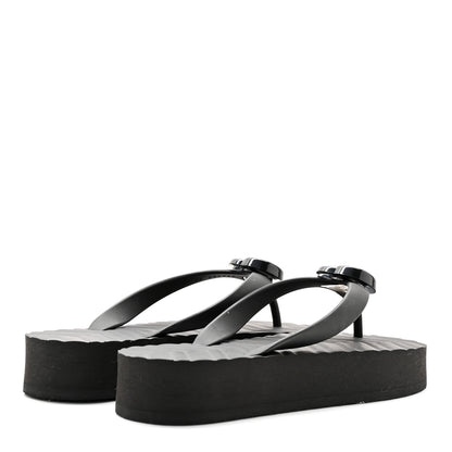 Gucci Rubber Chevron Womens GG Thong Sandals 35 Black 4 of 8