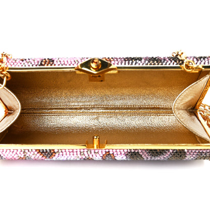 Judith Leiber Crystal Leopard Minaudiere Clutch Pink Gold 5 of 10