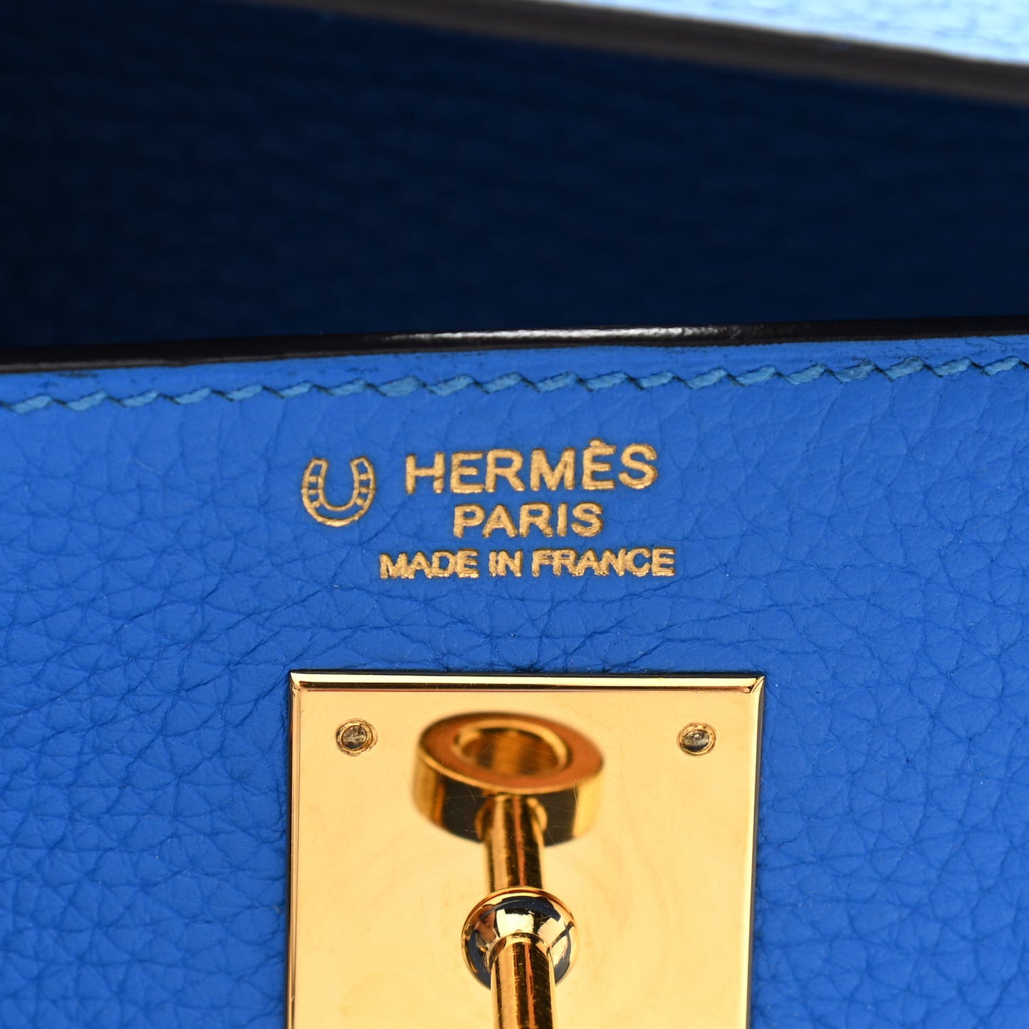 Taurillon Clemence Horseshoe Bi-Color Kelly Retourne 32 Bleu Hydra Bleu Lin