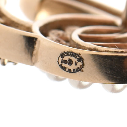 Chanel Crystal Pearl CC Earrings Gold 7 of 8