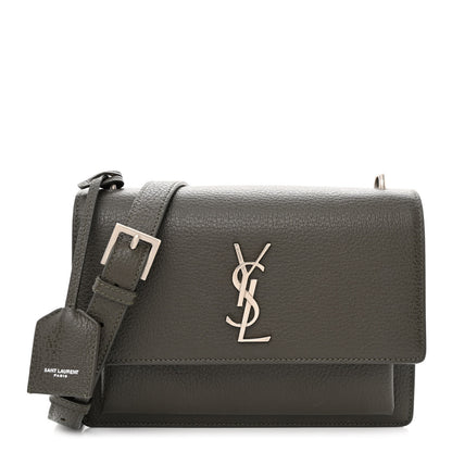 Saint Laurent Grained Calfskin Medium Monogram Sunset Satchel Dark Green 1 of 10