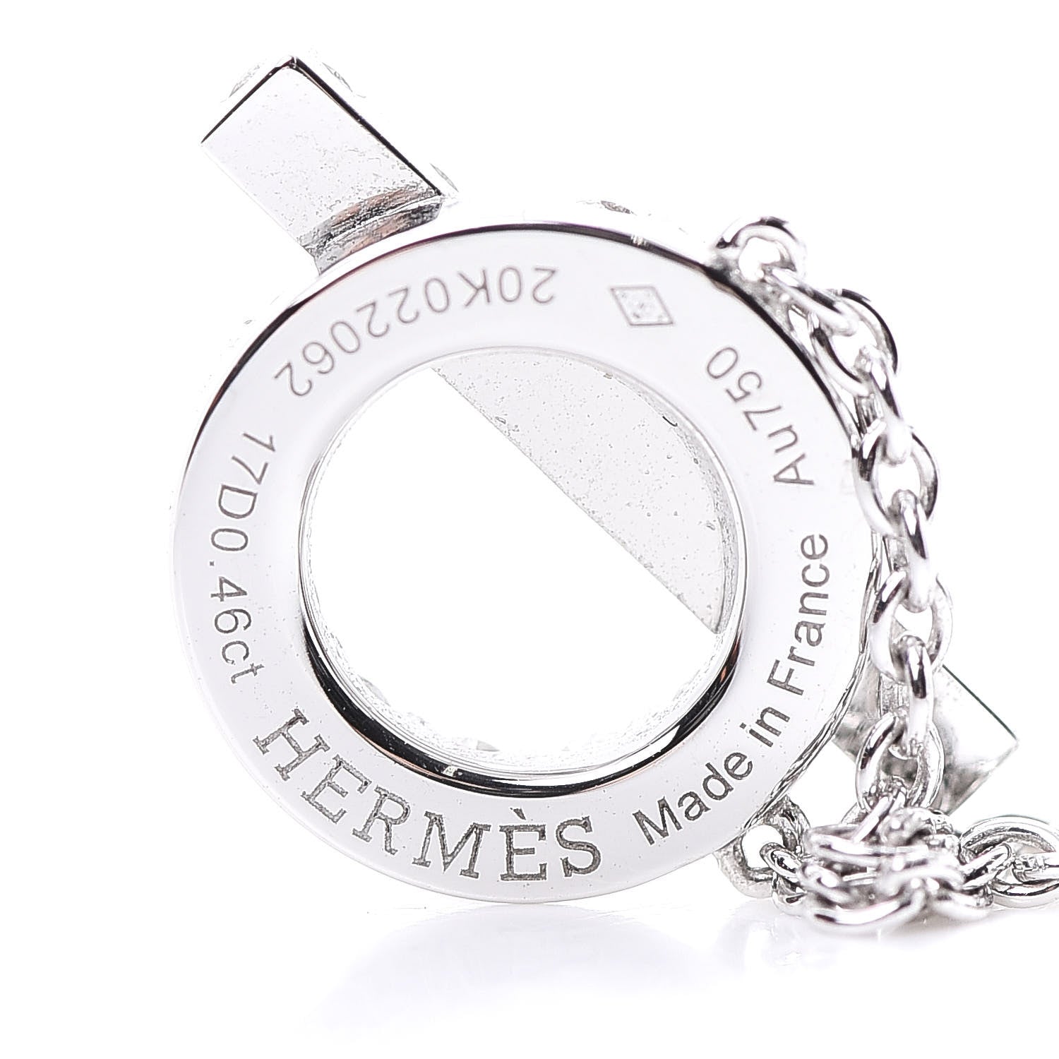 Hermes 18K White Gold Diamond Finesse Pendant Necklace 4 of 5