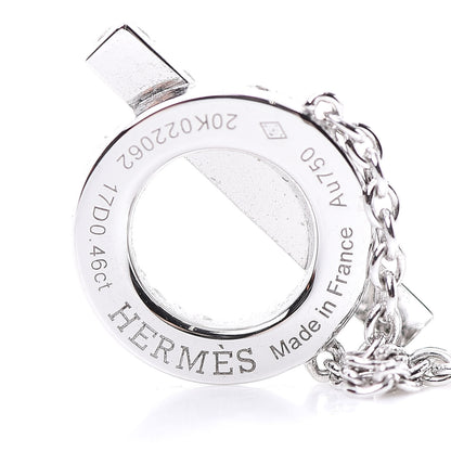 Hermes 18K White Gold Diamond Finesse Pendant Necklace 4 of 5