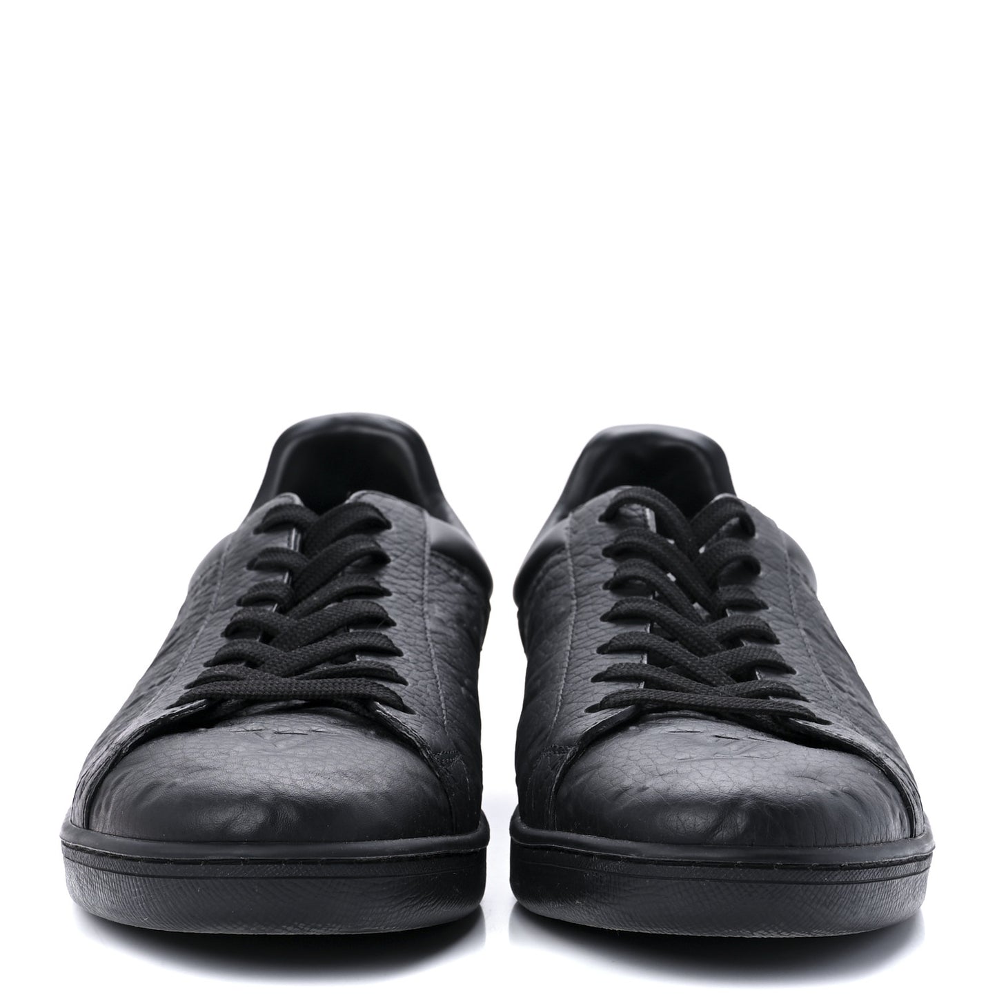 Grained Calfskin Embossed Monogram Mens Luxembourg Sneakers 7.5 Black