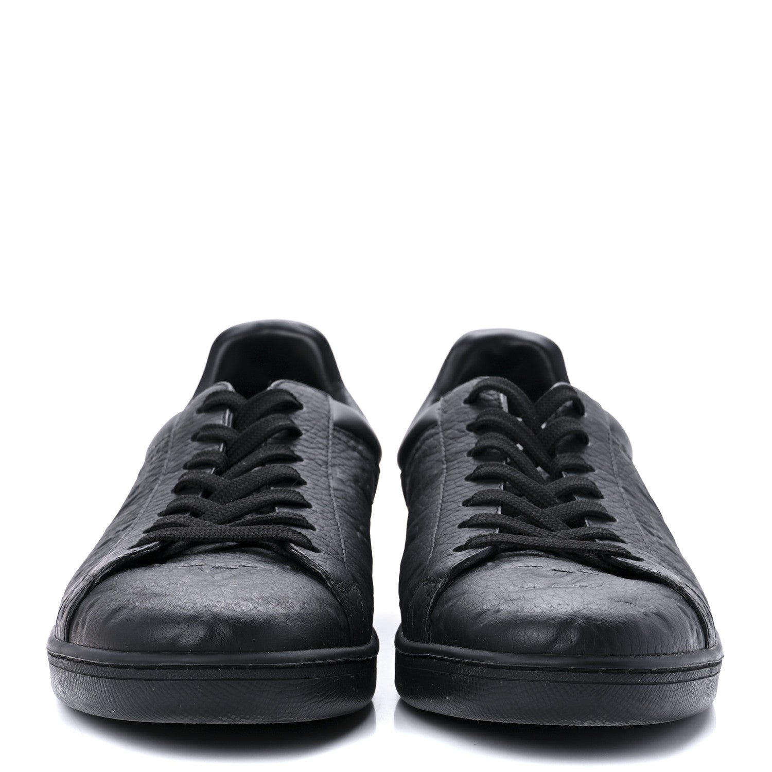 Louis Vuitton Grained Calfskin Embossed Monogram Mens Luxembourg Sneakers 7.5 Black 2 of 10