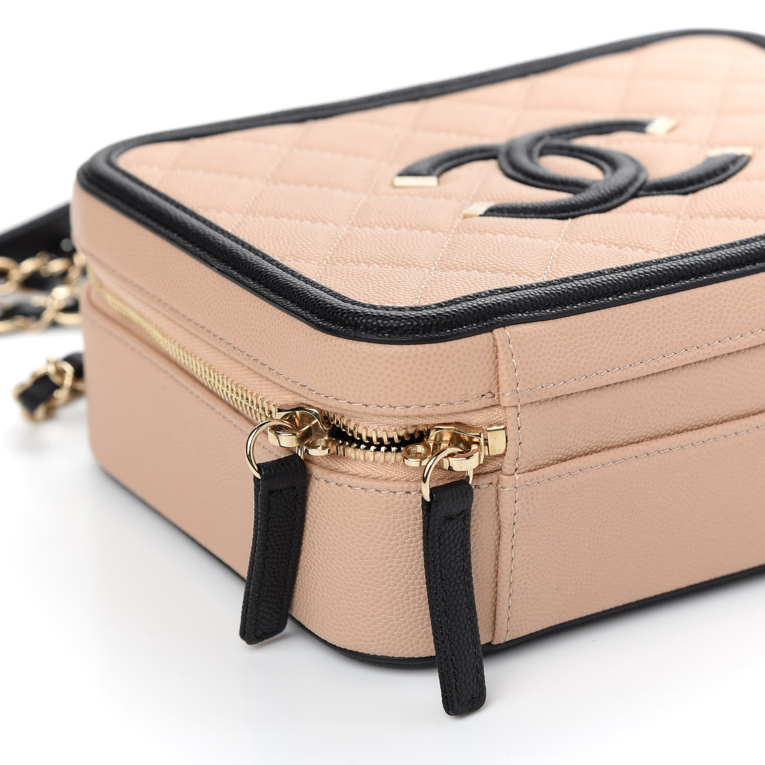 Chanel Caviar Quilted Medium CC Filigree Vanity Case Beige Black 8 of 10