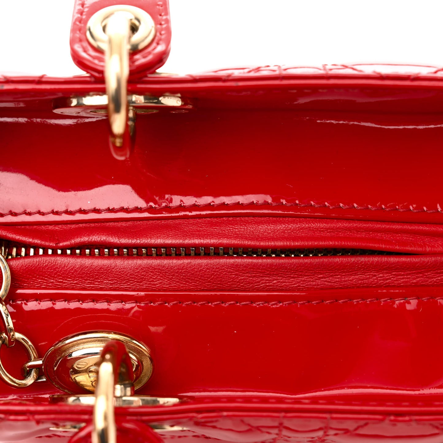 Patent Cannage Medium Lady Dior Red