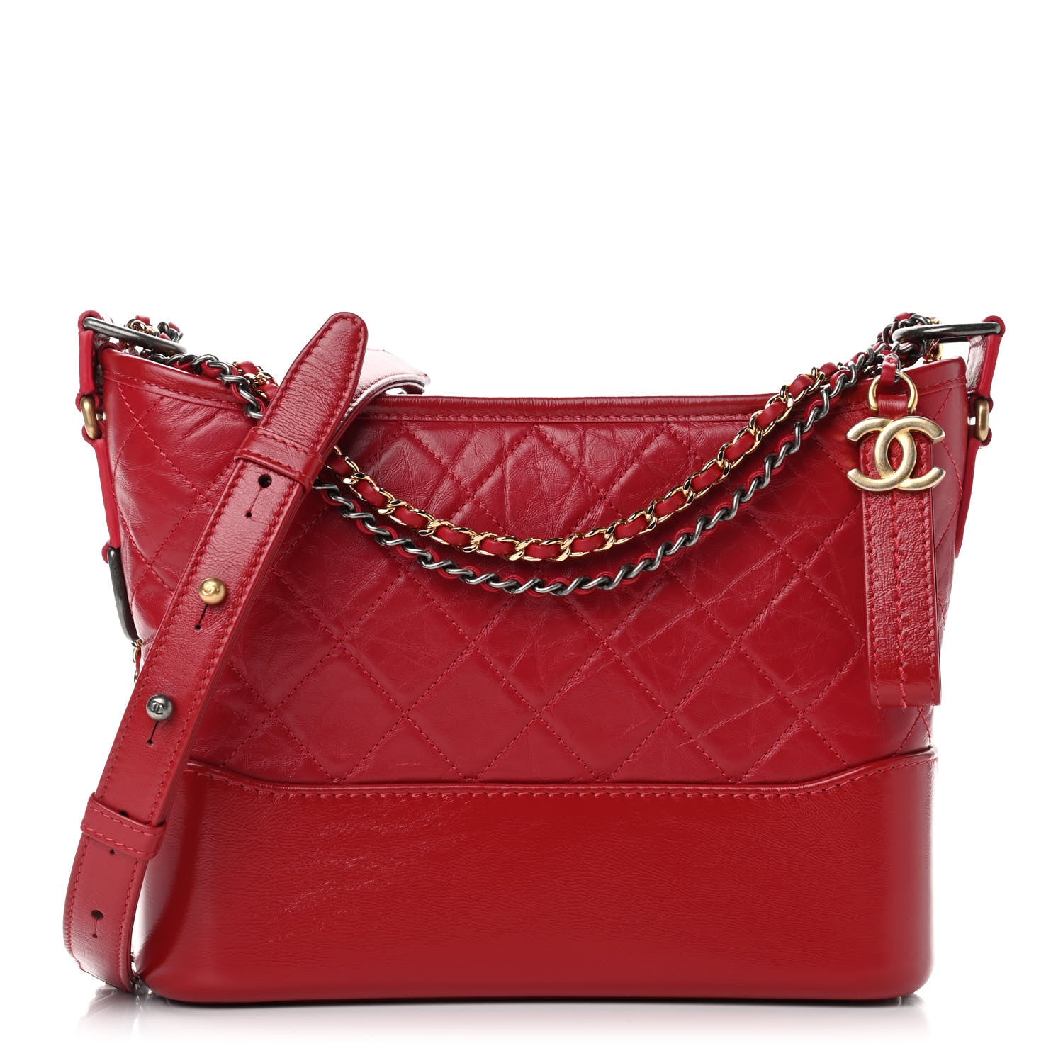 Chanel Aged Calfskin Quilted Medium Gabrielle Hobo Red 1 of 11