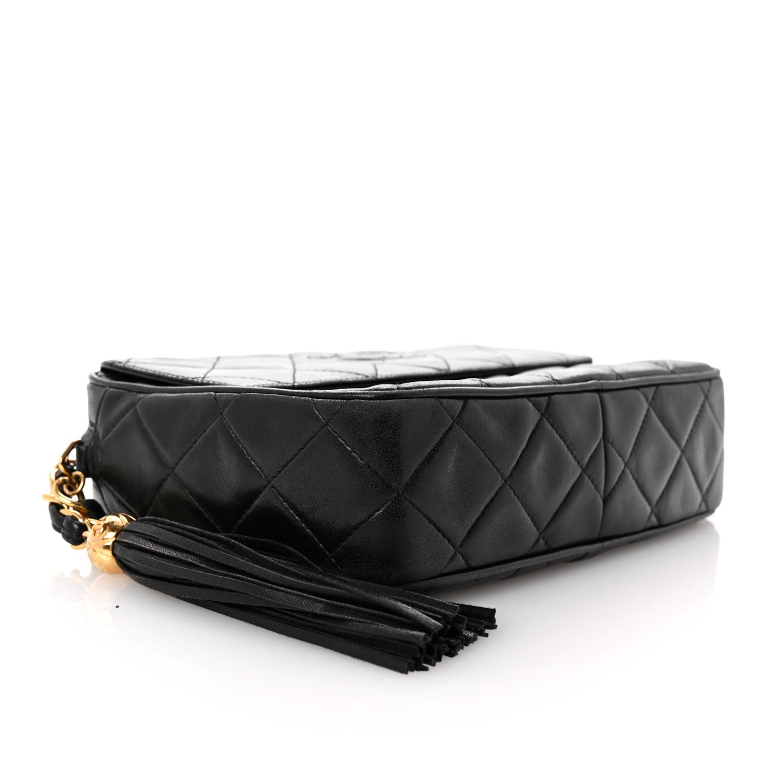 Chanel Lambskin Quilted CC Tassel Camera Case Black 4 of 11