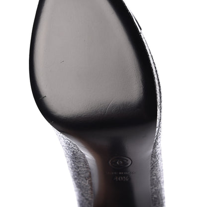 Chanel Metallic Crackled Calfskin Patent Cap Toe Pumps 40.5 Silver Black 9 of 10