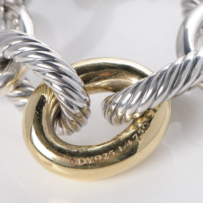 David Yurman Sterling Silver 18K Yellow Gold 19mm Extra Large Oval Link Bracelet 5 of 7