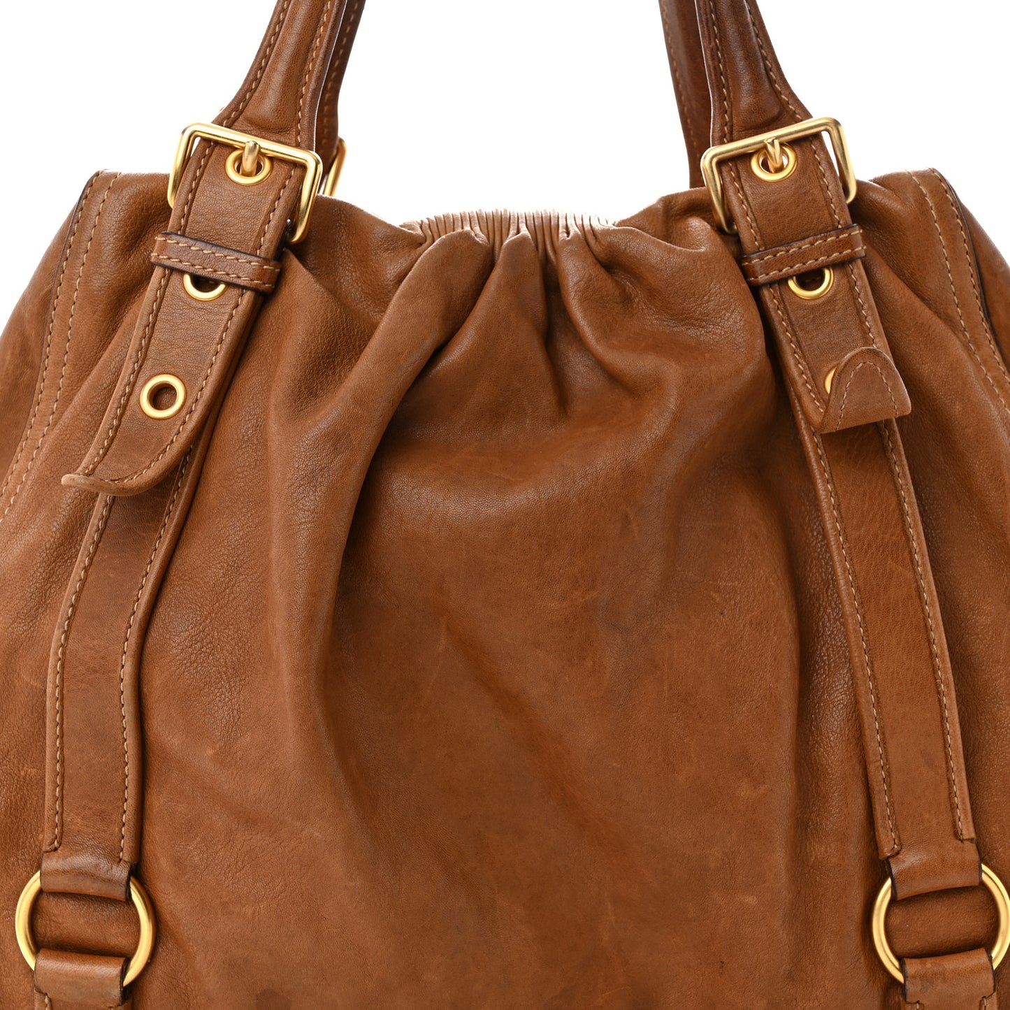 Nappa Frame Shopping Tote Cammello