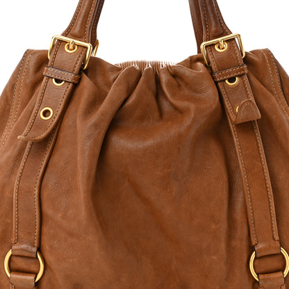 Miu Miu Nappa Frame Shopping Tote Cammello 9 of 13