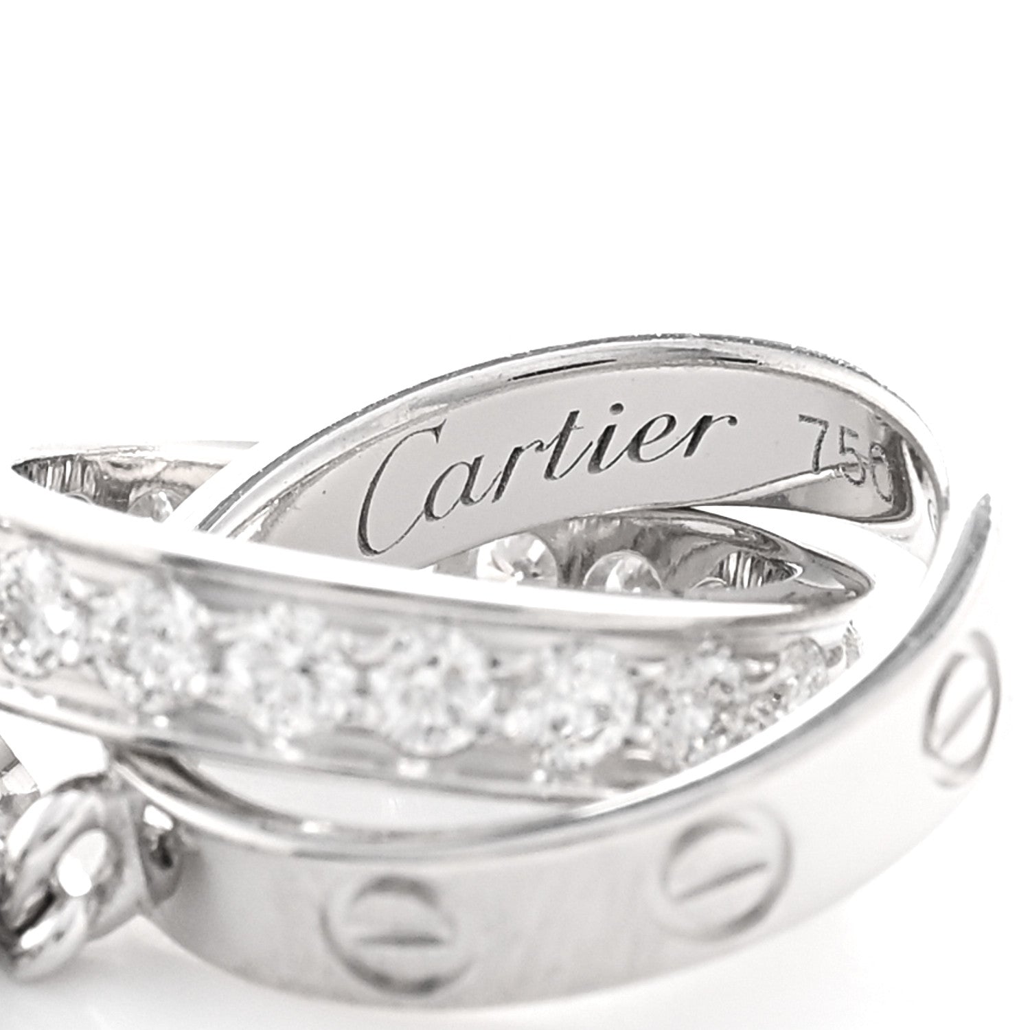 Cartier 18K White Gold Diamond Interlocking LOVE Necklace 5 of 5