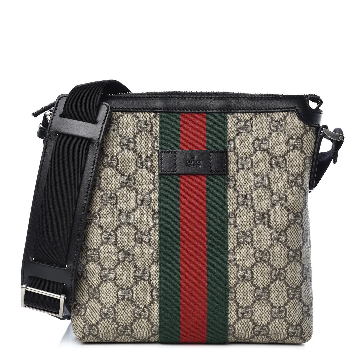 GG Supreme Monogram Web Messenger Bag Black