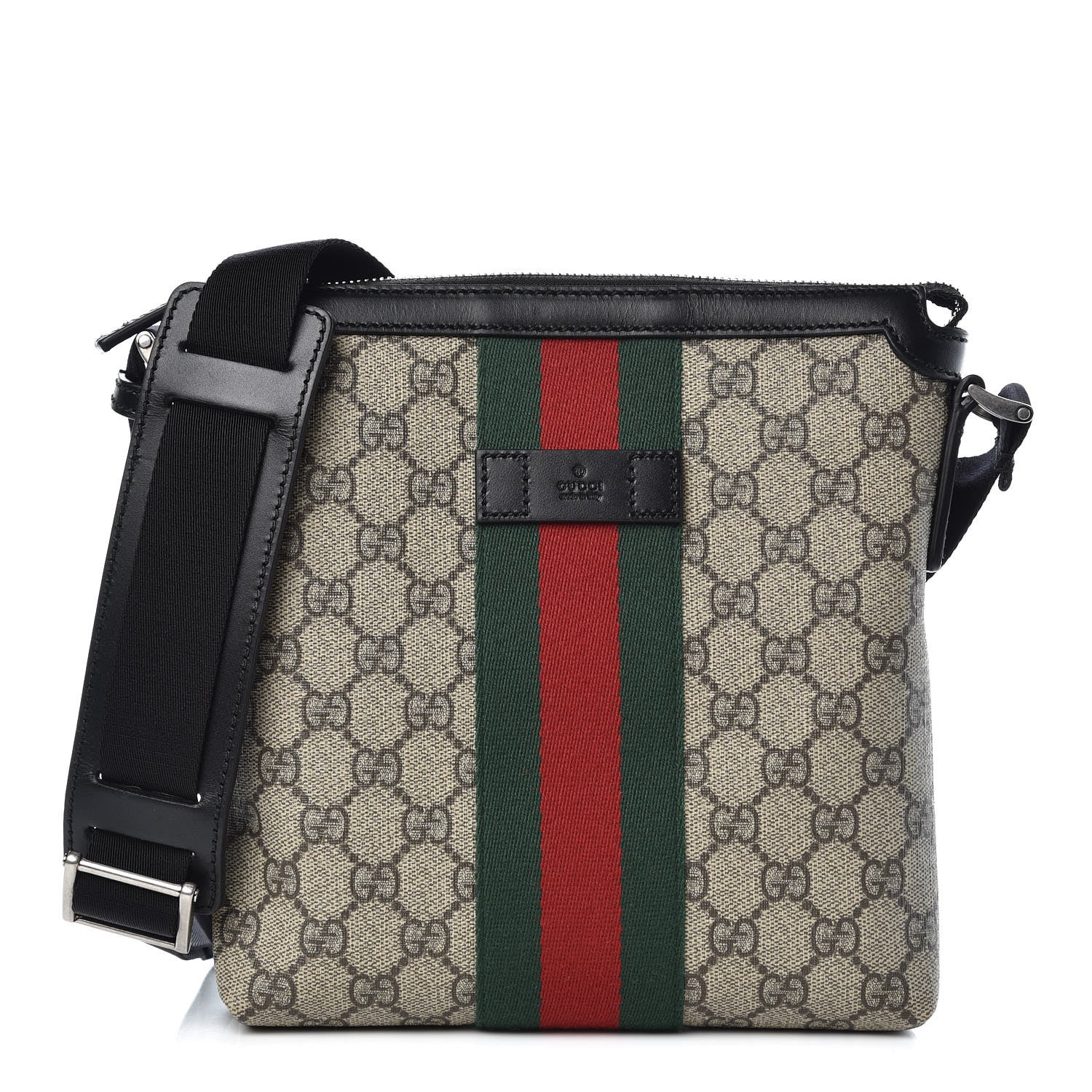 Gucci GG Supreme Monogram Web Messenger Bag Black 1 of 10