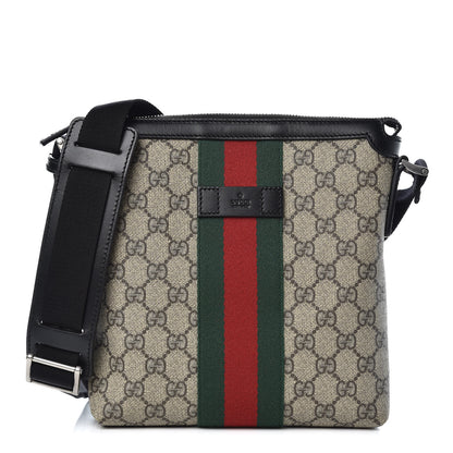 Gucci GG Supreme Monogram Web Messenger Bag Black 1 of 10