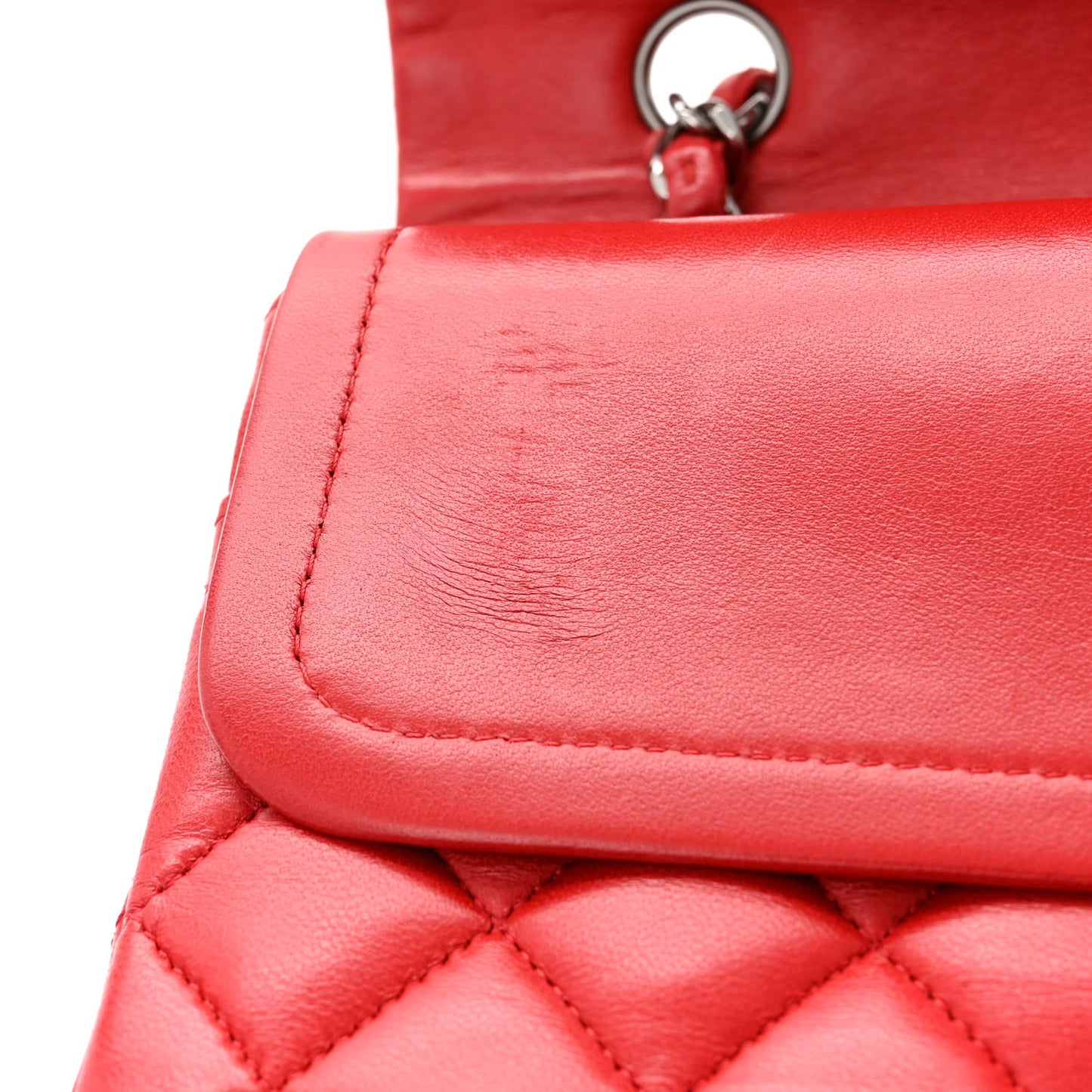 Lambskin Quilted Medium Double Flap Red