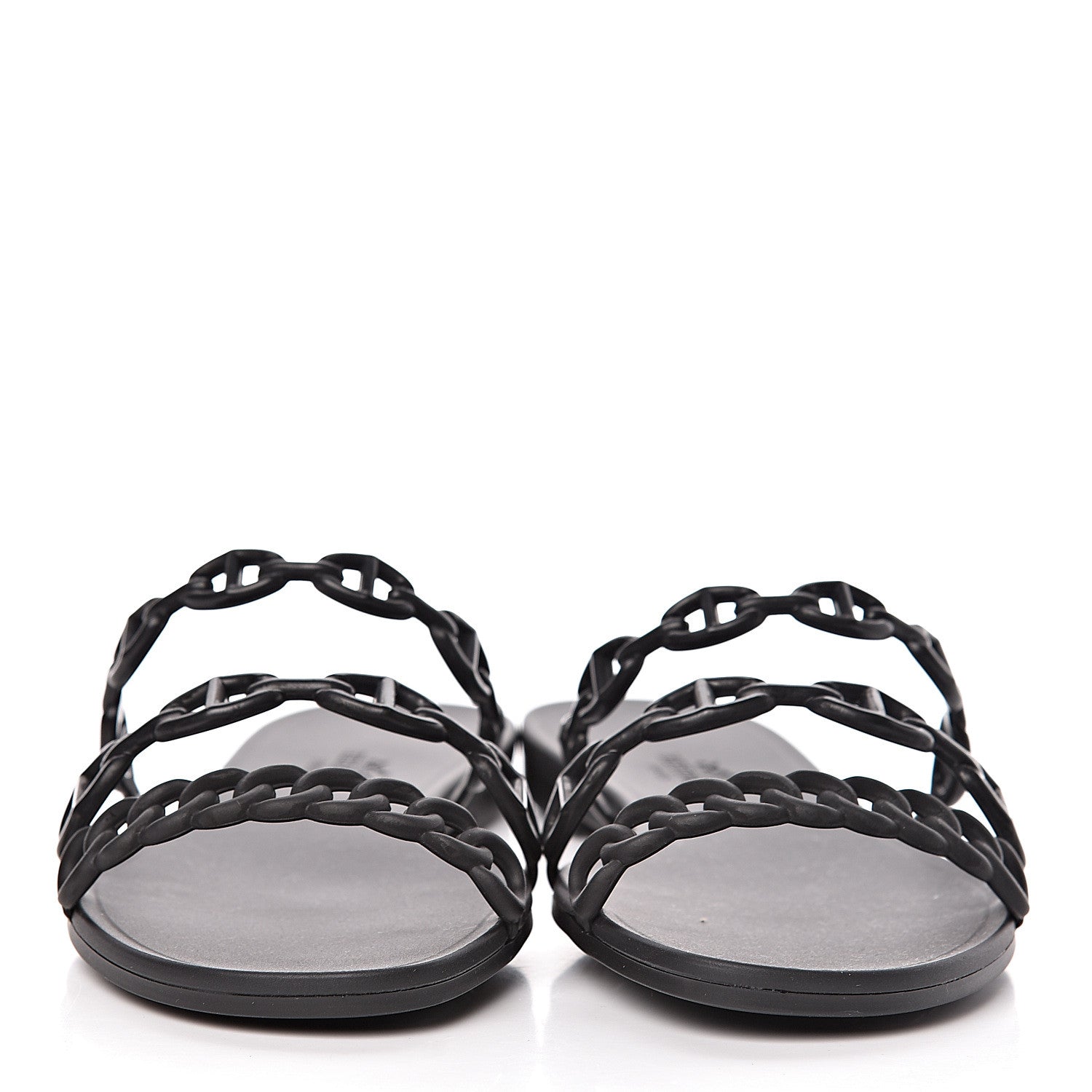 Hermes Rubber Chaine d'Ancre Rivage Sandals 36 Black 2 of 8