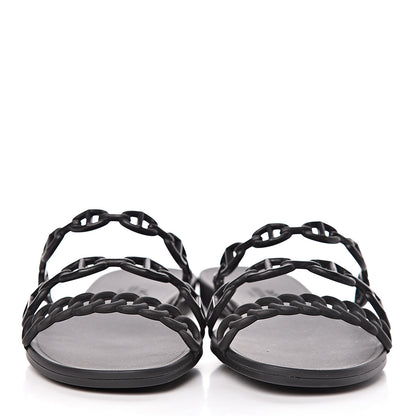 Hermes Rubber Chaine d'Ancre Rivage Sandals 36 Black 2 of 8