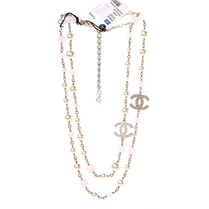 Chanel Pearl Bead CC Long Necklace Pink Gold 3 of 6