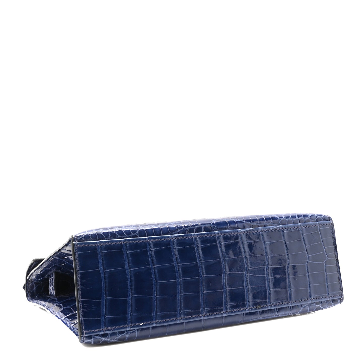 Shiny Alligator Kelly Pochette Bleu De Malte