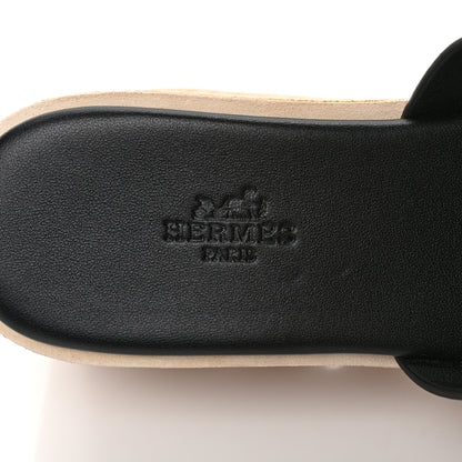 Hermes Calfskin Cork Eze 30 Sandals 37 Black 7 of 7