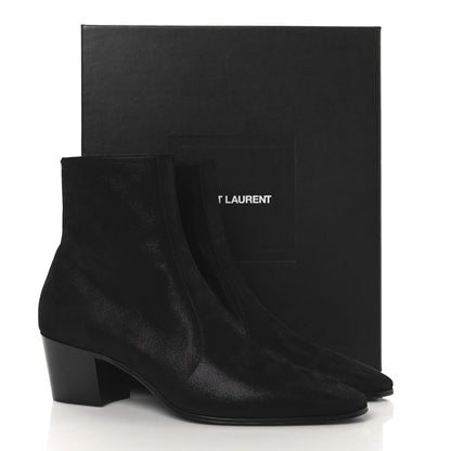 Saint Laurent Vassili Metallic Suede 60 Zip Ankle Zip Mens Boots 43 Black 10 of 10
