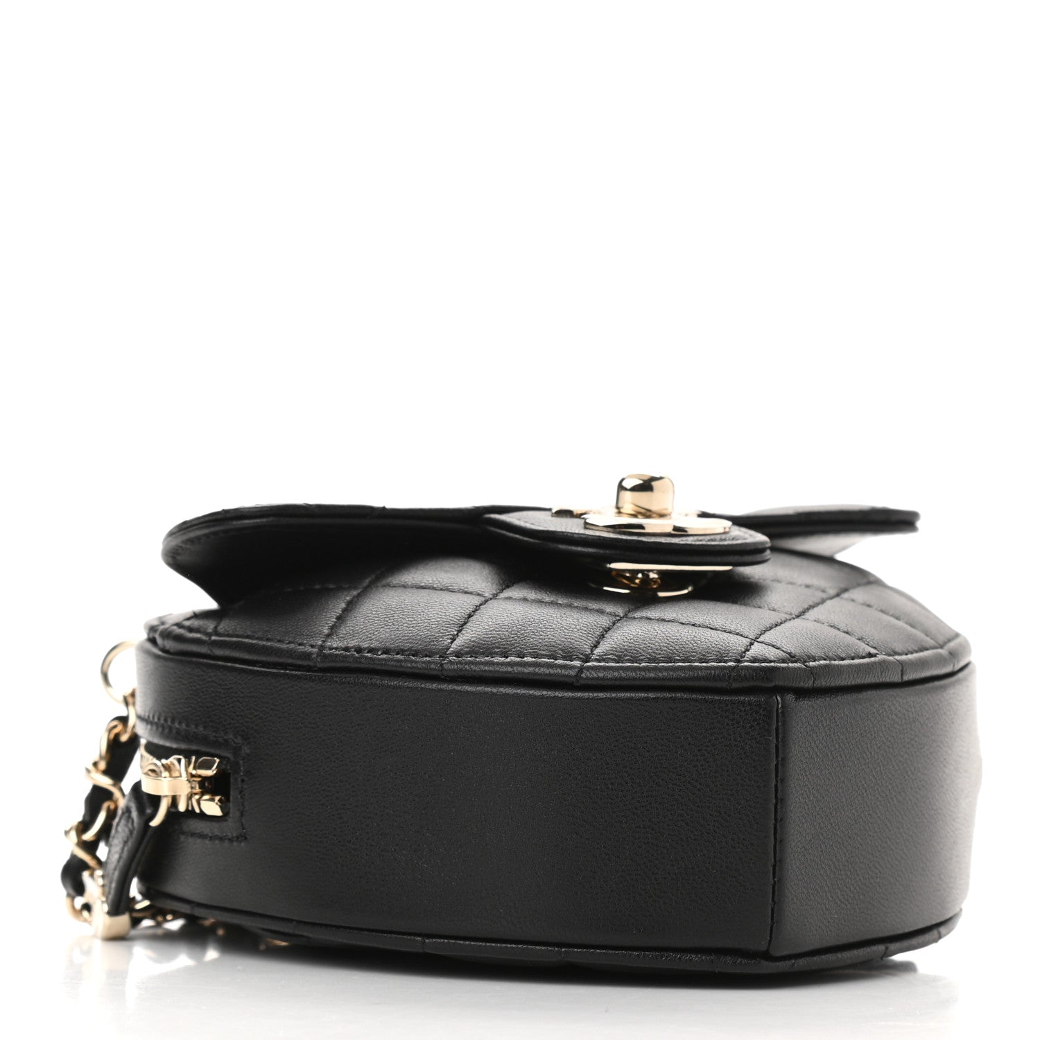 Chanel Lambskin Quilted CC In Love Heart Clutch With Chain Black 4 of 11