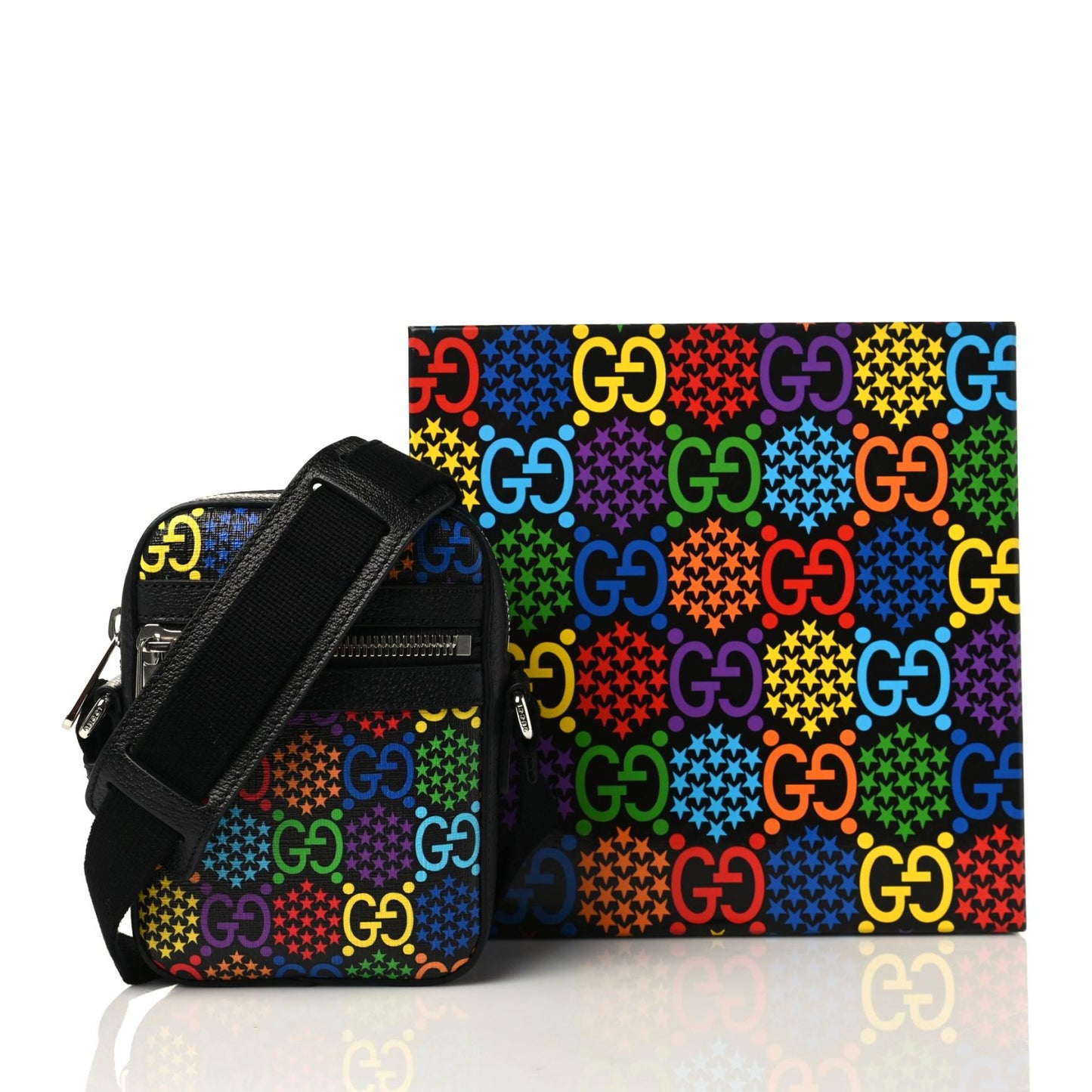 GG Supreme Monogram Psychedelic Messenger Bag Black